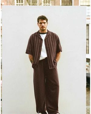 Pull&Bear Striped Short Sleeve Shirt - Brown