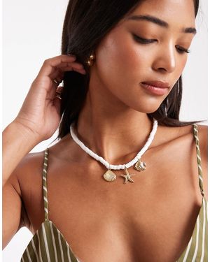 Pieces Collier chaîne avec breloques coquillages - Marron