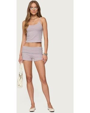 Edikted Kodi Striped Fold Over Shorts - Pink