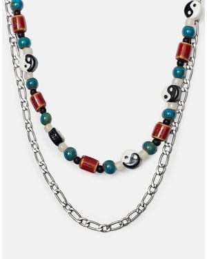 Pull&Bear – stwd – halskette mit yin-yang-anhänger - Weiß