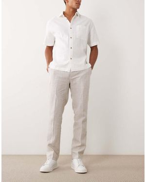Mango 100% Linen Straight Fit Tailored Trouser - Natural