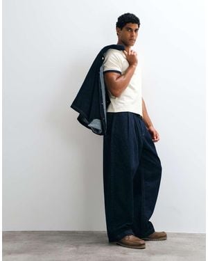 ASOS Jeans Barrel Indaco Con Pieghe - Blu