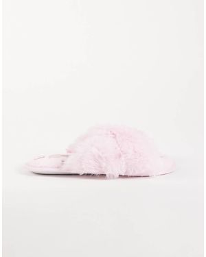 Boux Avenue Pantuflas Rosas De Tira Cruzada Afelpadas Con Bordado De Muñeco De Jengibre - Neutro