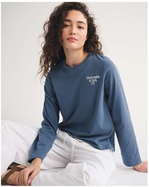 Abercrombie & Fitch Everyday Logo Easy Tee - Blue