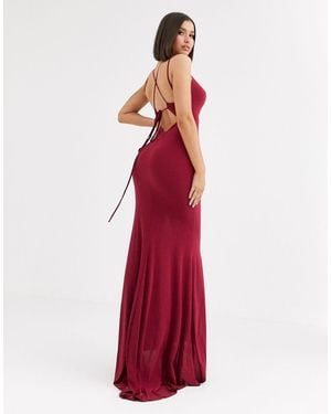 Club L London Plunge Front Strappy Back Maxi Dress - Red