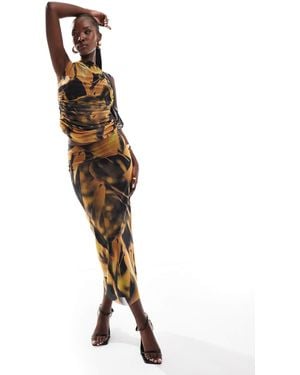 River Island River Island Floral Mesh Midi Skirt Co-ord - Yellow