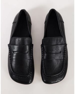 TOPSHOP Daniel loafer aus echtem leder mit eckiger spitze - Schwarz