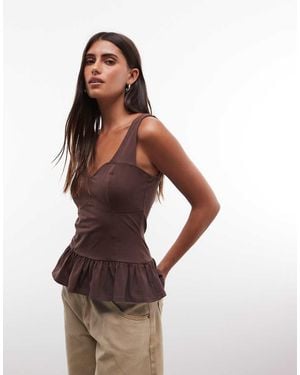 ASOS Hemdje Met Naaddetail En Peplumzoom - Bruin