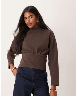 ASOS Top A Maniche Lunghe Accollato Color Cioccolato Morbidissimo - Marrone
