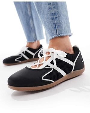 SEQWL Lace Up Detail Ballet Inspired Trainers - Blue