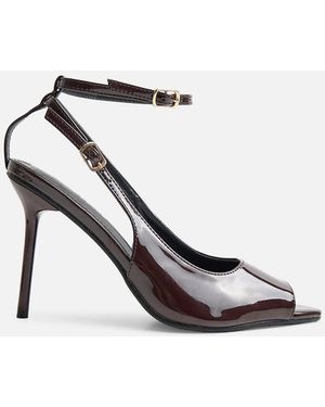 Public Desire Chiara Patent Ankle Strap Peep Toe Heels - White