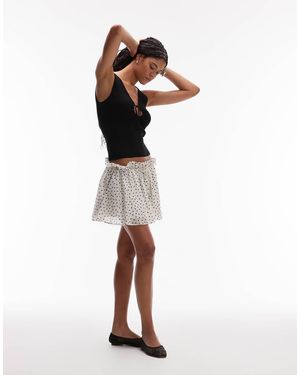 TOPSHOP Minigonna Vaporosa A Pois - Bianco