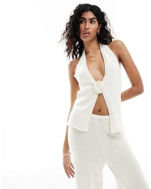 4th & Reckless Maribel Fine Gauge Knit Beach Top Co-ord - White