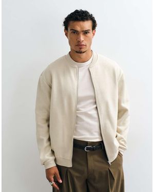 ASOS Oversized Jack Met Rits En Jersey Bomberkraag - Naturel
