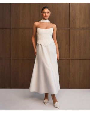 Six Stories Satin Corset Midi Dress - Brown
