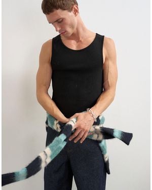 TOPMAN Rib Singlet - Black