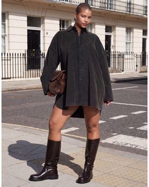 ASOS Asos design curve oversize-cord-hemdkleid - Schwarz