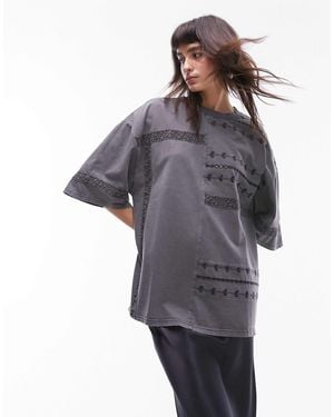 TOPSHOP Crochet Oversized Tee - Gray