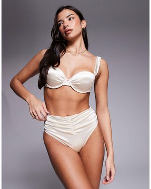 ASOS – bridie – geraffte bikinihose - Grau
