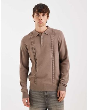 Threadbare Polo Con Detalle De Punto De Ochos De -Neutro - Marrón