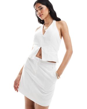 4th & Reckless Mini-jupe d'ensemble ajustée en coton aspect lin - Blanc