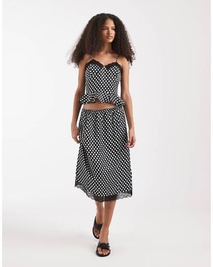 ASOS Falda Midi De Estilo Años 90 Con Estampado De Y Ribete De Encaje De Satén (Parte De Un Conjunto) - Multicolor