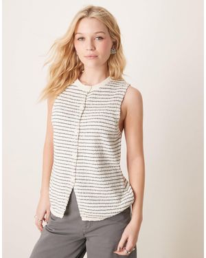 ASOS Knitted Crew Neck Longline Boucle Waistcoat - White