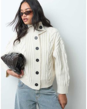 ASOS Cardigan A Trecce Con Collo A Imbuto - Grigio