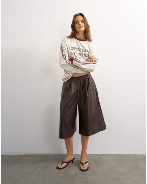 TOPSHOP Culotte De Piel Sintética - Gris