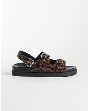 ONLY Sandali Con Fibbie E Stampa Leopardata - Marrone