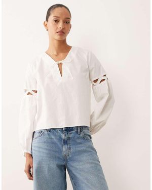 Mango Teen Puff Sleeve Blouse - White