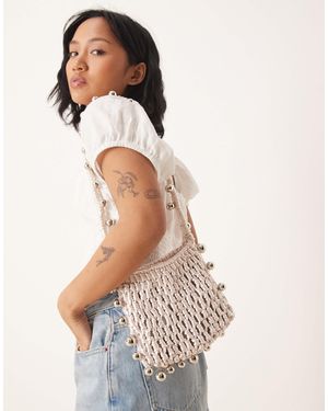 ASOS Crochet Bag With Beaded Strap - White