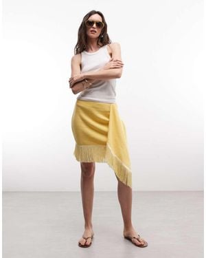 ASOS Gebreide Sarongminirok Met Franje - Geel