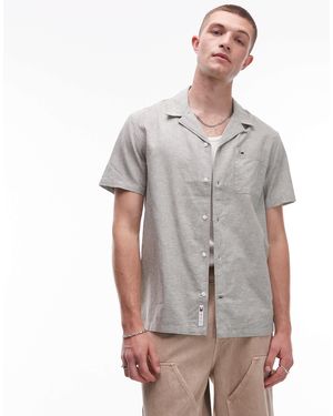 Tommy Hilfiger Linen Blend Button Shirt - Gray