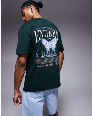 ASOS T-Shirt Oversize Scuro Con Grafica Sul Retro - Blu