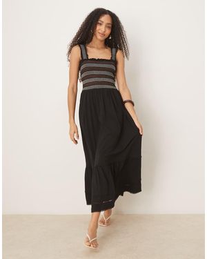 Nobody's Child Fifi Square Neck Maxi Dress With Stripe Bodice - Black