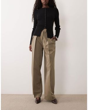 ASOS Tailored Wide Leg Pants With Pleat Detail - Brown