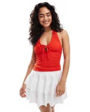Miss Selfridge Textu Halter Neck Top - Red