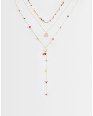 Mango Layered Beaded Pendent Necklace - Blue