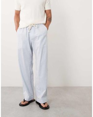 Abercrombie & Fitch Cotton Rich baggy Seersucker Trousers - White