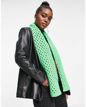 Monki Open Knit Scarf - Green