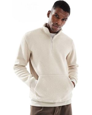 Only & Sons Quarter Zip Fleece - Natural