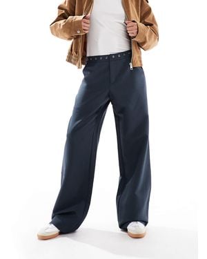 Edikted Ayve Eyelet Straight Leg Trousers - Blue