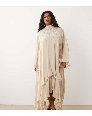 Tfnc Plus Vestido Largo Con Bajo Escalonado De Chifón-Blanco - Neutro