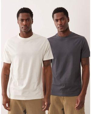 ASOS Essentials 2 Pack Regular Fit T-shirts - Brown