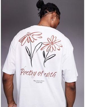 ADPT T-Shirt Oversize Bianca Con Stampa Di Fiore Sul Retro - Bianco