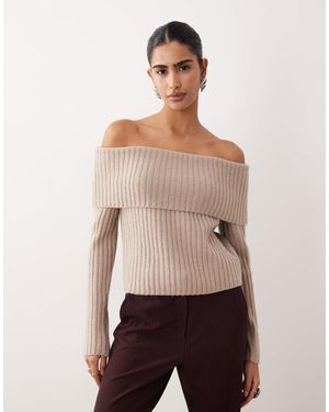 Abercrombie & Fitch – schulterfreier pullover - Natur