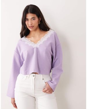 Miss Selfridge – angerautes, geripptes oberteil - Lila