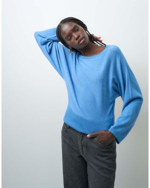 ASOS Fijngebreide Trui Met Zachte Touch En Boothals - Blauw