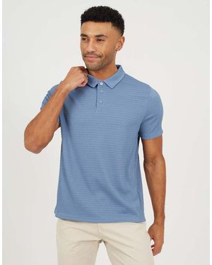 Brave Soul Jacquard Short Sleeve Polo Shirt - Blue